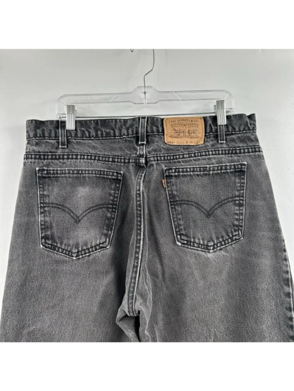 VTG 90s Levis 550 Orange Tab Mens 38x34 Relaxed Fit Tapered Leg Black Jeans USA